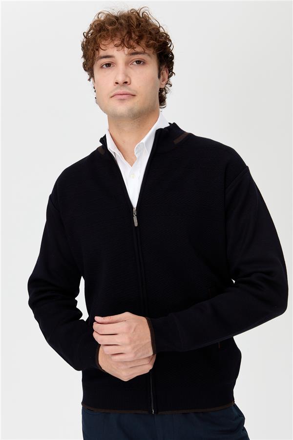 Мужская трикотажная шерстяная куртка темно-синий