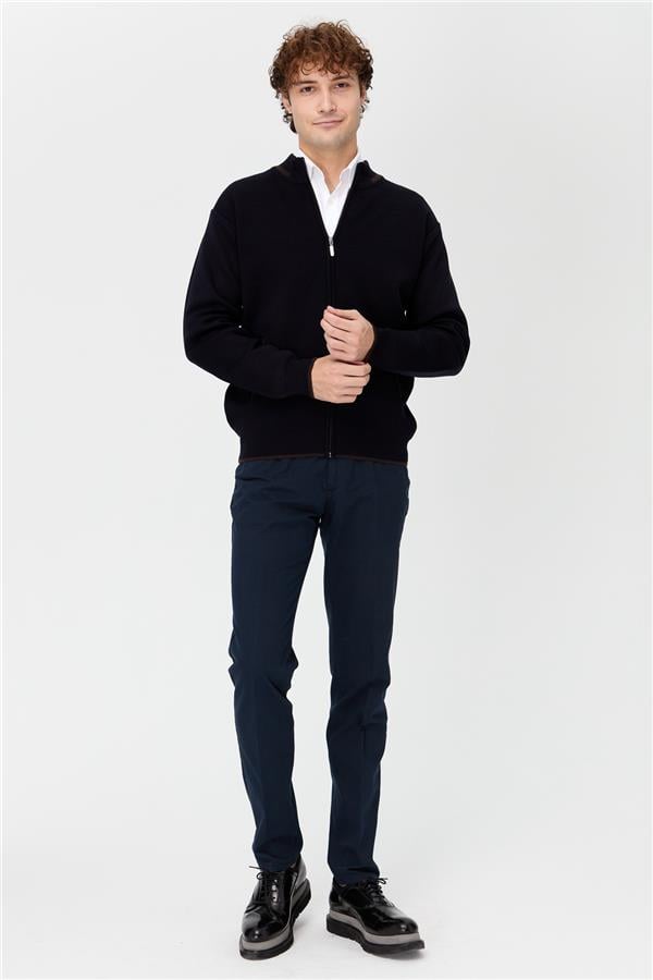 Мужская трикотажная шерстяная куртка темно-синий