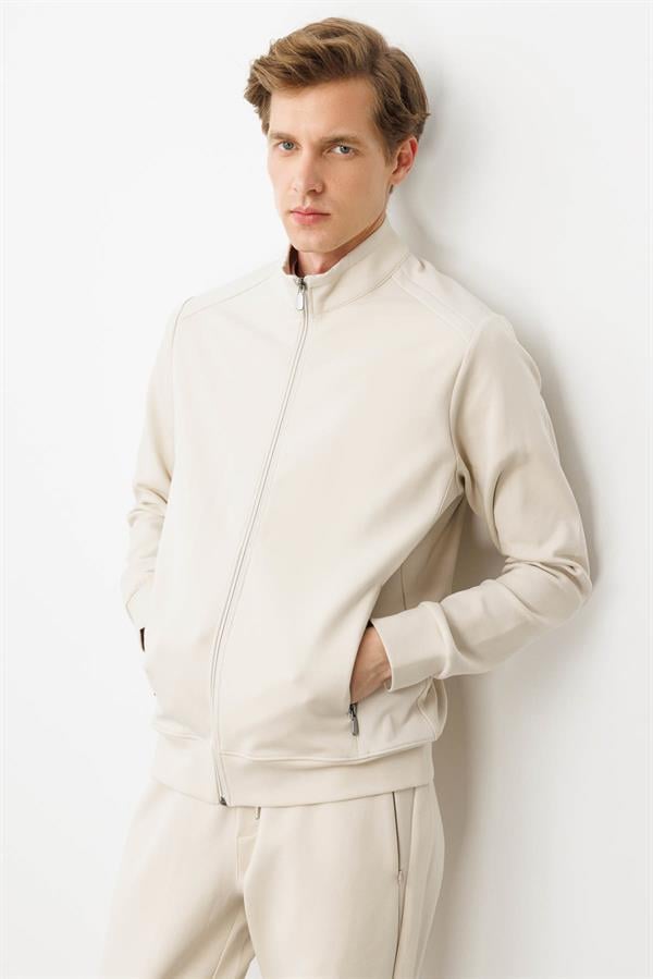 Erkek Hakim Yaka Eşofman Üstü A.Ekru