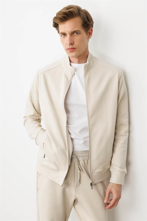 Erkek Hakim Yaka Eşofman Üstü A.Ekru