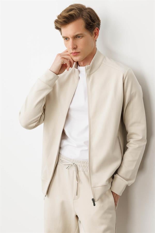 Erkek Hakim Yaka Eşofman Üstü A.Ekru