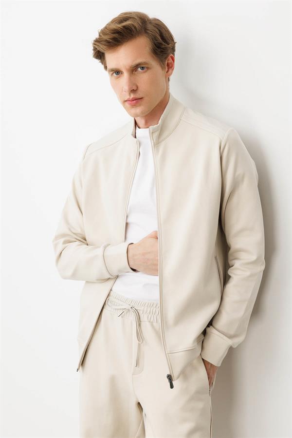 Erkek Hakim Yaka Eşofman Üstü A.Ekru