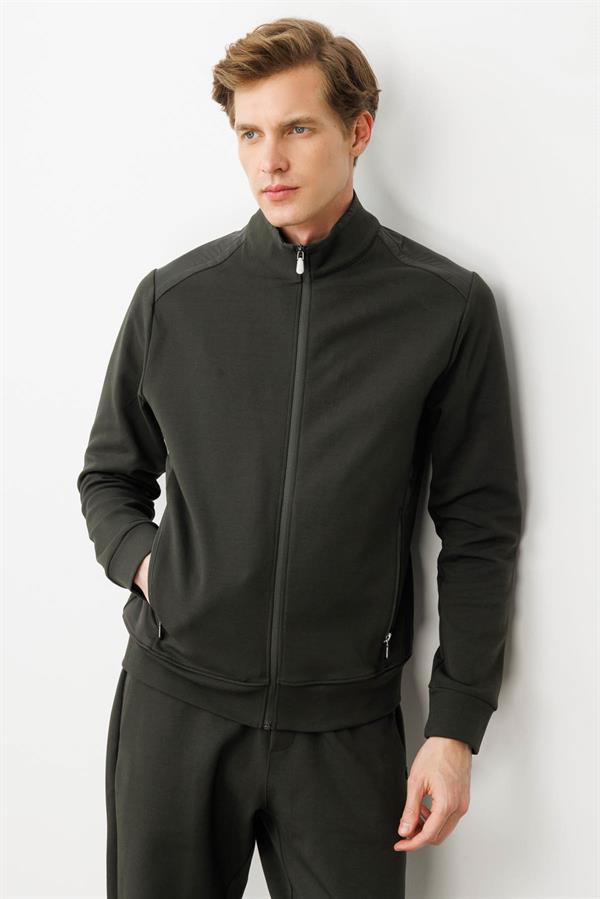 Erkek Hakim Yaka Eşofman Üstü K.Haki