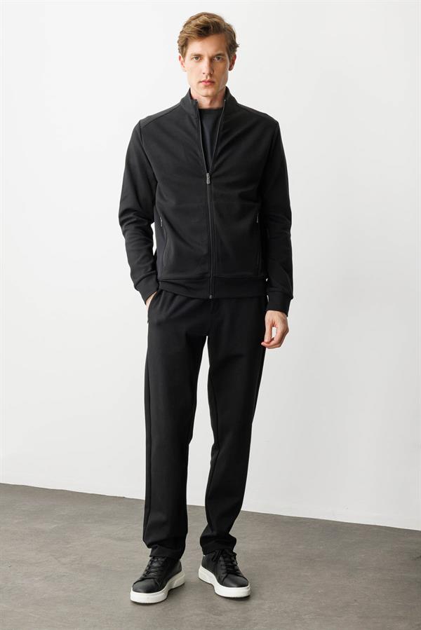 Erkek Hakim Yaka Eşofman Üstü Siyah