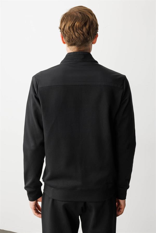 Erkek Hakim Yaka Eşofman Üstü Siyah