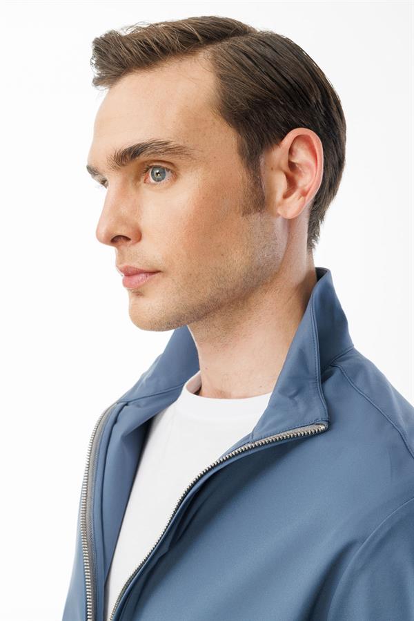 Erkek Hakim Yaka Yan Cepli Mont H.Mavi