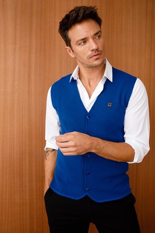 Мужской трикотажный жилет синий