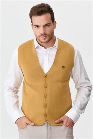 Мужской тонкий трикотажный жилет бежевый