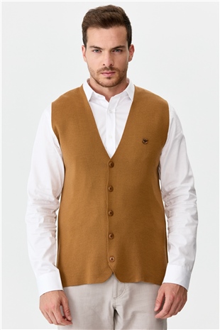 Мужской трикотажный жилет Верблюжий