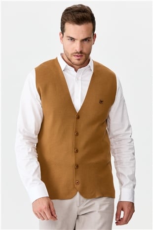 Мужской трикотажный жилет Верблюжий