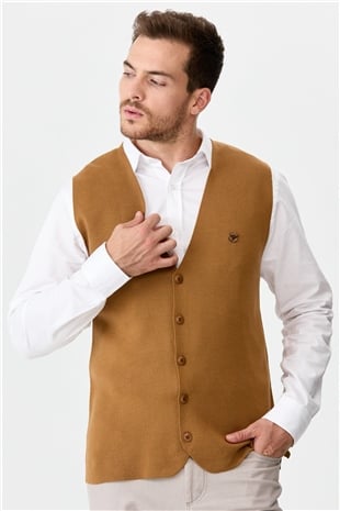 Мужской трикотажный жилет Верблюжий