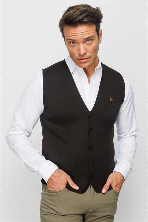 Жилет мужской трикотажный темно-коричневый