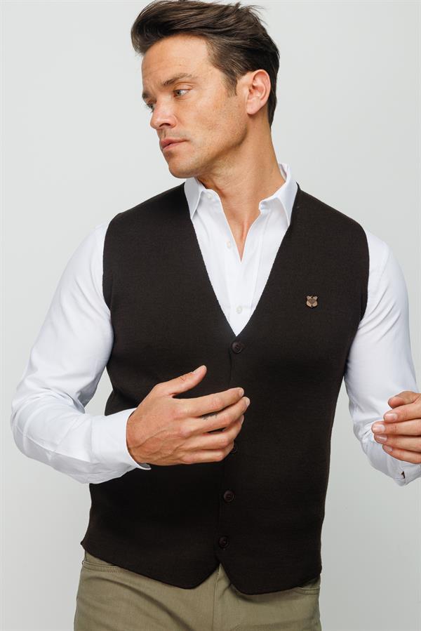 Жилет мужской трикотажный темно-коричневый