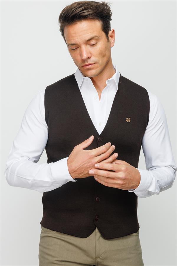Жилет мужской трикотажный темно-коричневый