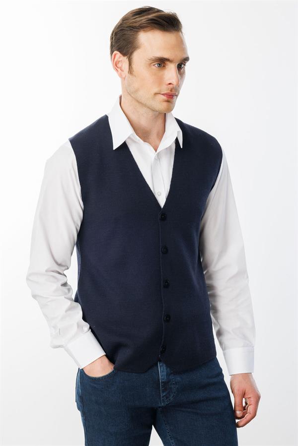 Мужской тонкий трикотажный жилет темно синий