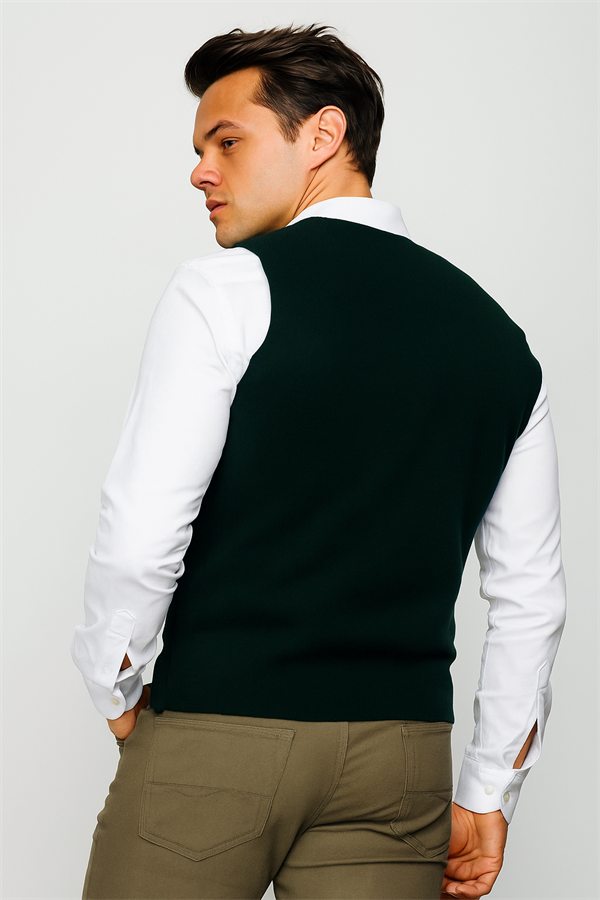 Erkek İnce Triko Düz Yelek Nefti