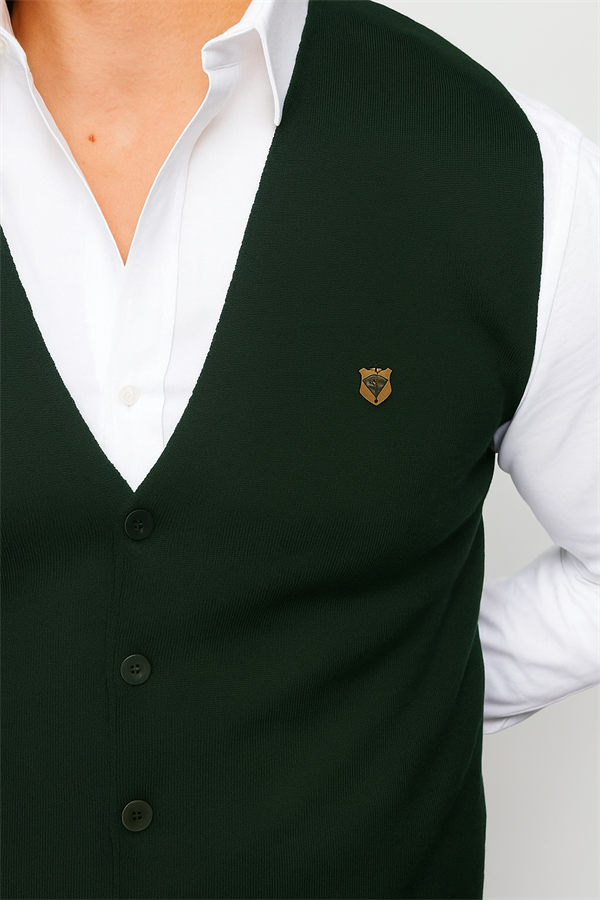 Erkek İnce Triko Düz Yelek Nefti