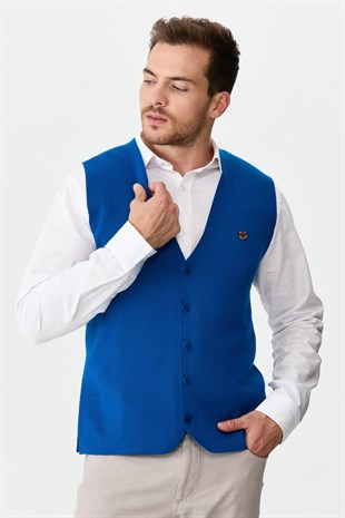 Мужской тонкий трикотажный жилет синий