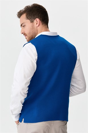 Мужской тонкий трикотажный жилет синий