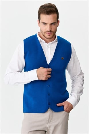 Мужской тонкий трикотажный жилет синий