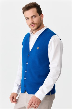 Мужской тонкий трикотажный жилет синий