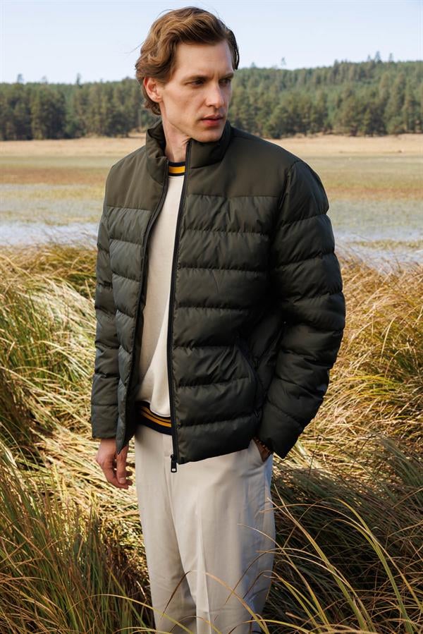 Erkek Kapitone Şişme Mont Haki