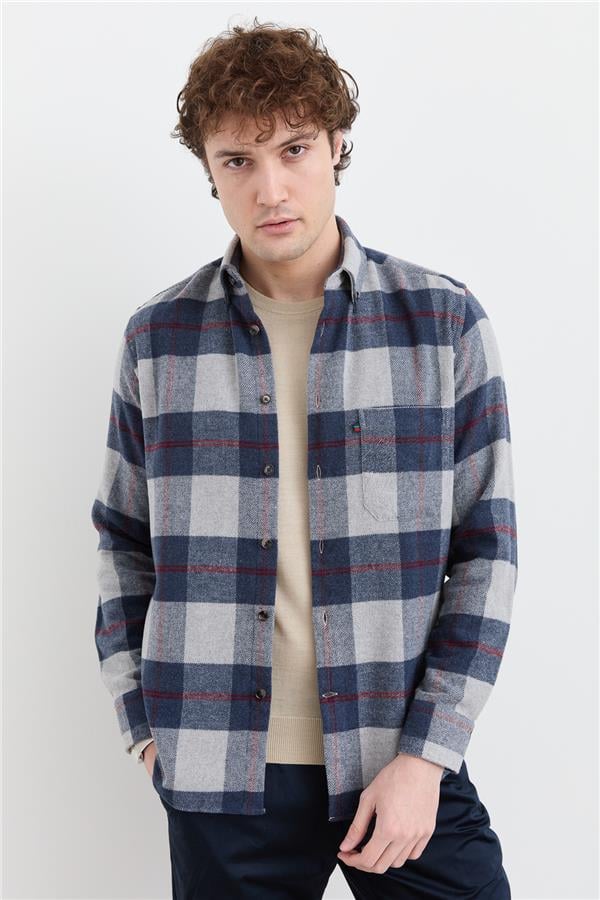 Мужская зимняя рубашка в клетку 13