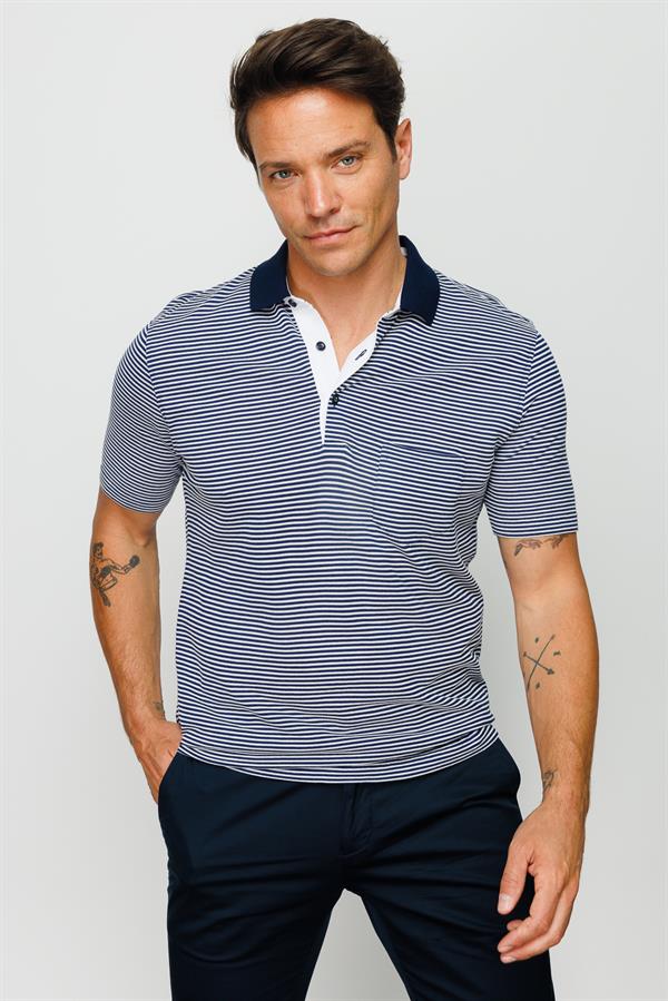 Erkek Merserize T-shirt Lacivert