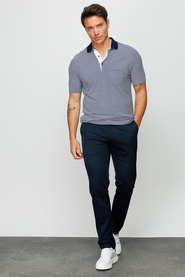 Erkek Merserize T-shirt Lacivert