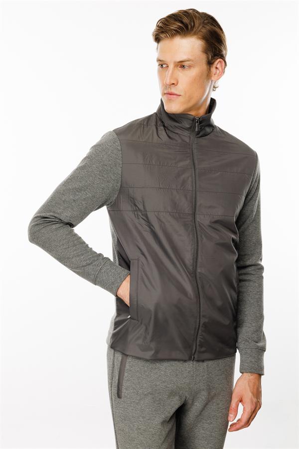 Erkek Önü Kapitone Eşofman Üstü Antra/Melanj