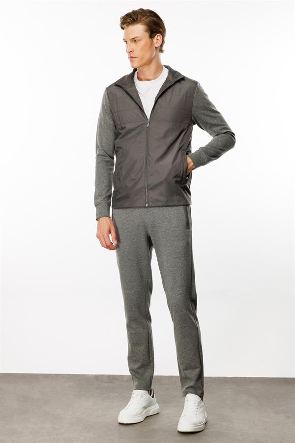 Erkek Önü Kapitone Eşofman Üstü Antra/Melanj