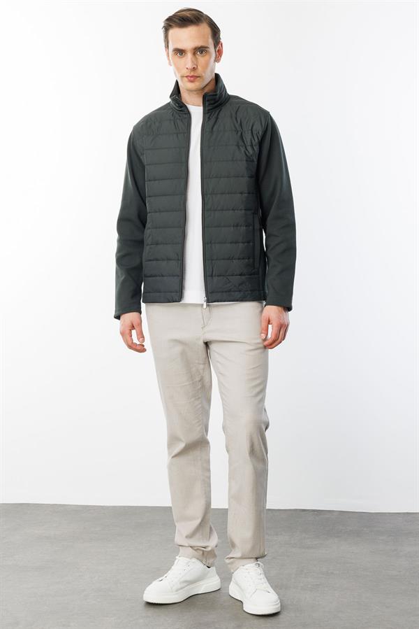 Erkek Önü Kapitone Eşofman Üstü Haki