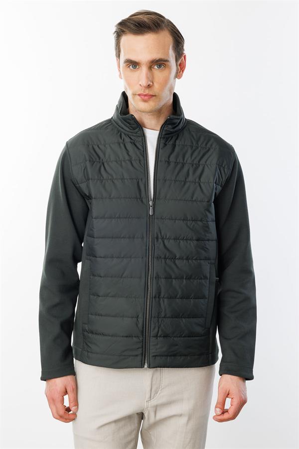 Erkek Önü Kapitone Eşofman Üstü Haki