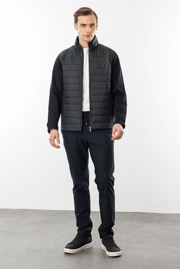 Erkek Önü Kapitone Eşofman Üstü Siyah