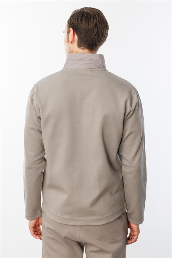 Erkek Önü Kapitone Eşofman Üstü Vizon