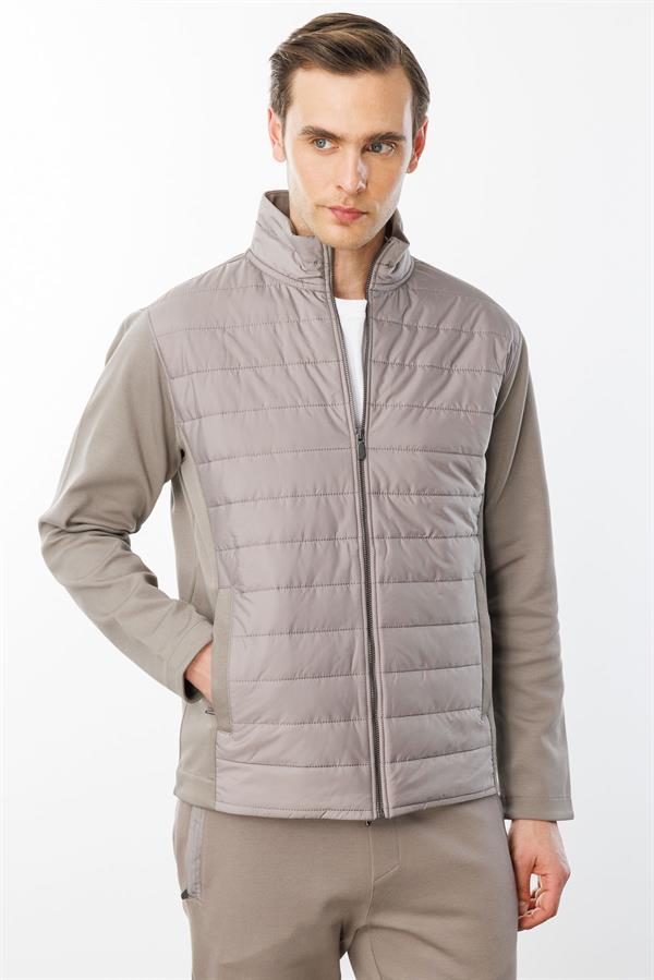 Erkek Önü Kapitone Eşofman Üstü Vizon