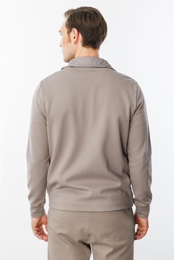 Erkek Önü Kapitone Eşofman Üstü Vizon