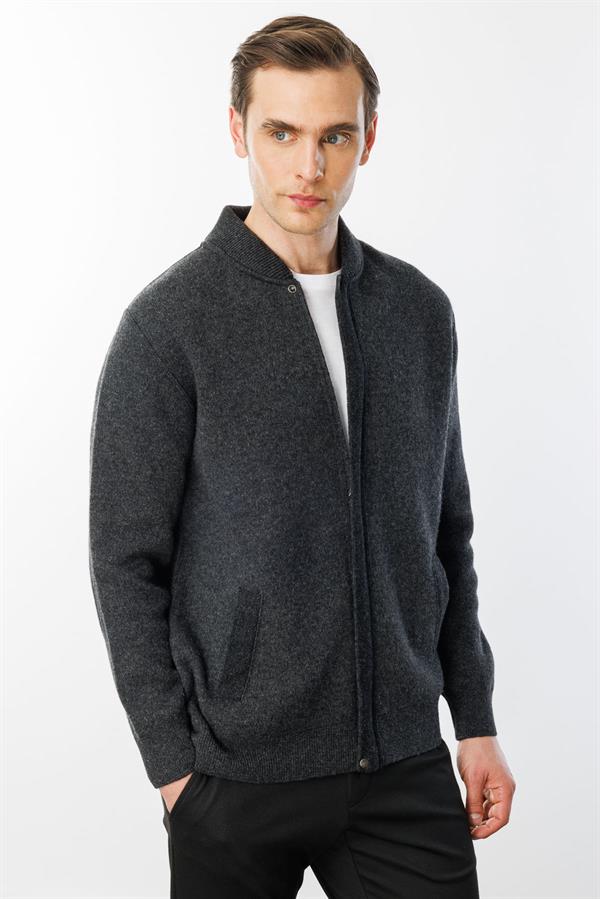 Мужское пальто из шерстяного трикотажа Копченый