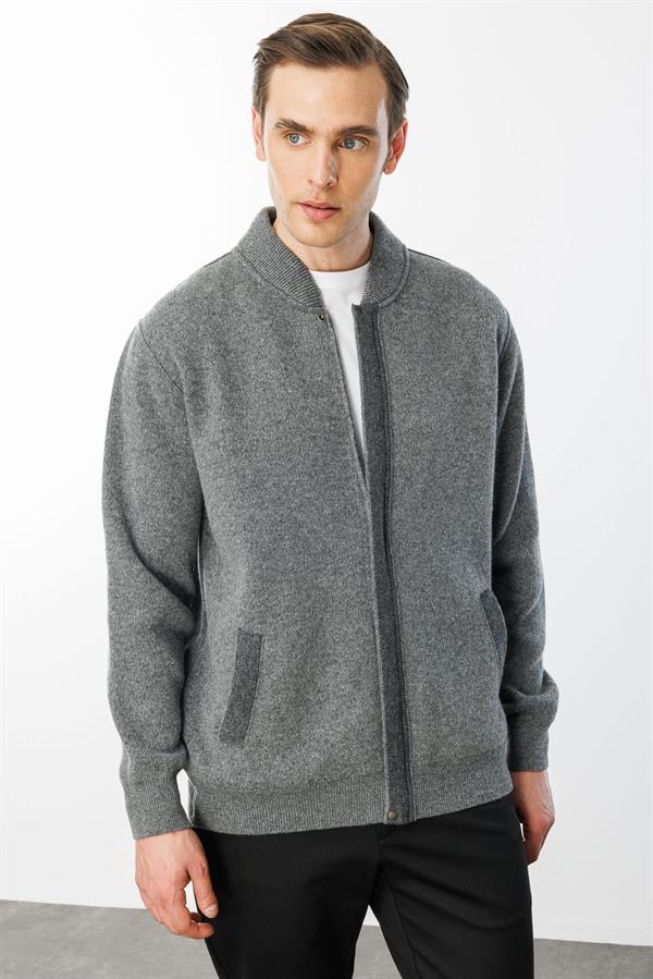 Мужское пальто из шерстяного трикотажа Копченый