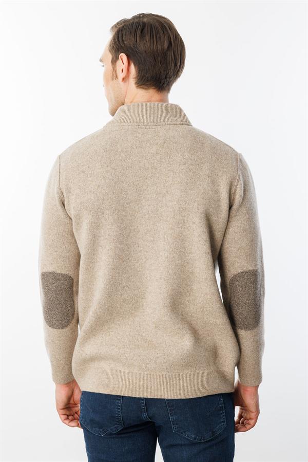 Мужское пальто из шерстяного трикотажа Темно-бежевый