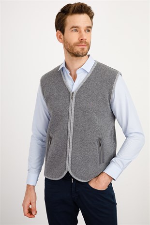Мужской шерстяной жилет пепельно-серый