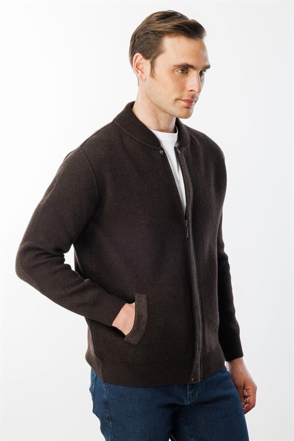 Мужское пальто из шерстяного трикотажа Темно коричневый
