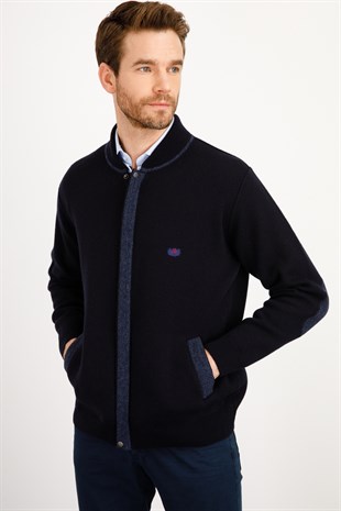 Мужское пальто из шерстяного трикотажа Темно-синий