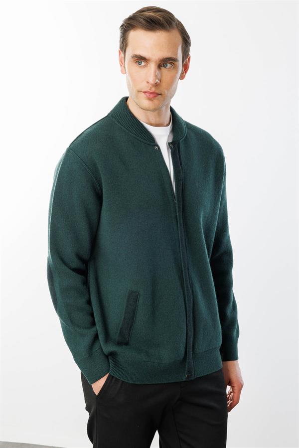 Мужское пальто из шерстяного трикотажа Зеленый