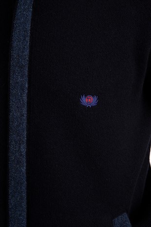 Мужское пальто из шерстяного трикотажа Темно-синий