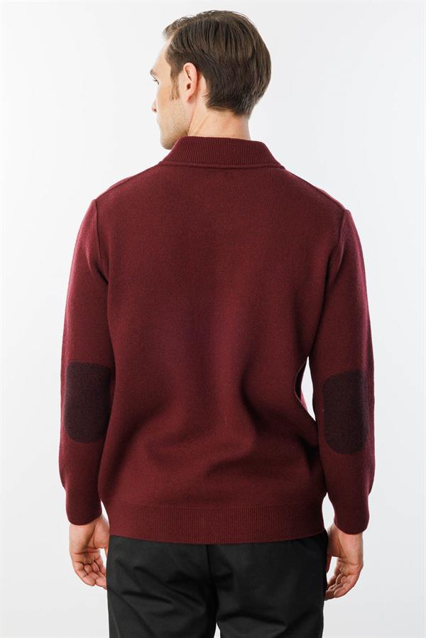 Мужское пальто из шерстяного трикотажа цвета сливы