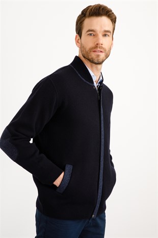 Мужское пальто из шерстяного трикотажа Темно-синий