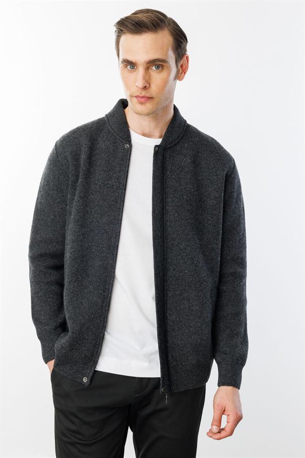 Мужское пальто из шерстяного трикотажа Копченый