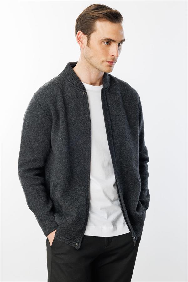 Мужское пальто из шерстяного трикотажа Копченый