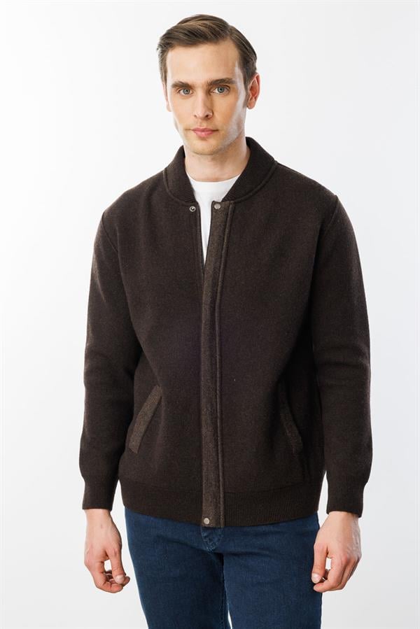 Мужское пальто из шерстяного трикотажа Темно коричневый